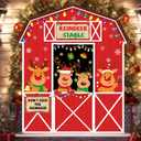 4Pcs Christmas Door Decorations Set Xmas Holiday Elk Door Covers Merry Christmas Deer Porch Banners Cute Reindeer Hanging Banner Backdrop for Winter Home Photography Photo Background Party Decor