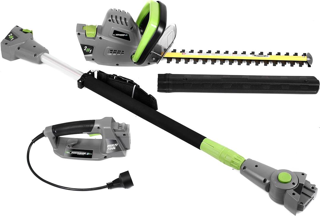 Earthwise CVPH43018 Corded 4.5 Amp 2-in-1 Convertible Pole Hedge Trimmer, Green