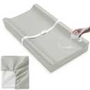 Vegan Leather Baby Changing Pad Covers for Girl, Boy, Waterproof & Wipeable Soft Diaper Changing Mat Cover.Fits Standard Changing Pads with Dimensions of 32" x 16". (Gray)