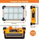 120W LED Solar Work Light, 144 LED 10000LM Portable Flood Light with Stand, 4 Modes Rechargeable, IP65 Waterproof Outdoor Working Light for Camping, Fishing, Car Repair & Mechanics (Yellow)