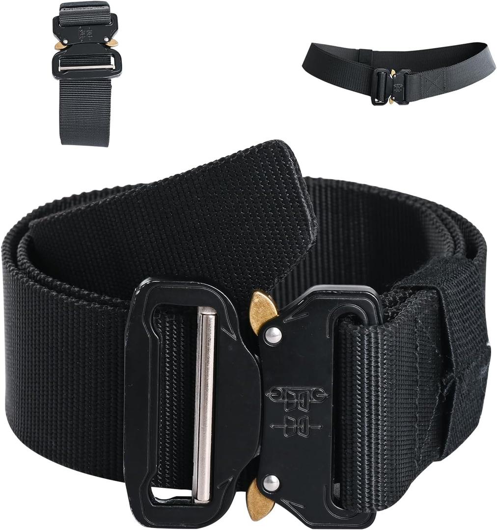 Tactical Belt Quick Release, 2" Inner Outer System with not snag Inner Belt and MOLLE Webbing for Law Enforcement (Black)