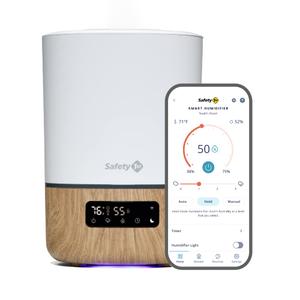 Safety 1st Connected Smart Humidifier 1 Gallon (3.8L) Tank Size, Cool Mist Humidifier with Hygrometer and Nightlight, and Whisper Quiet for Baby Bedroom, Nursery, iOS and Android Compatible