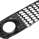 ApplianPar Left and Right Side Front Fog Light Lamp Grill Grille Cover RS4 Style Honeycomb Mesh Glossy for A4 B8 2008-2012 Black