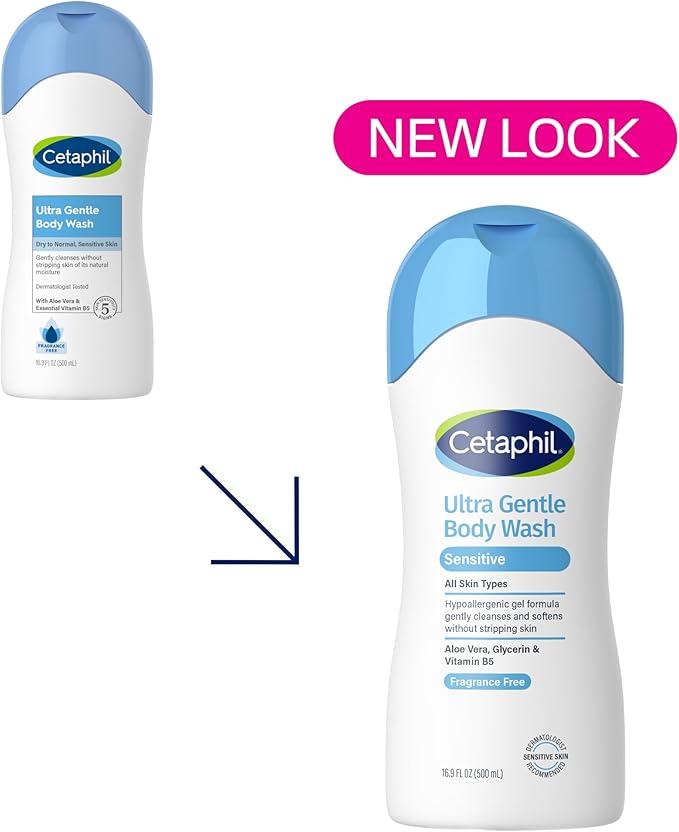 Cetaphil Ultra Gentle Refreshing Body Wash, For Dry to Normal, Sensitive Skin, 16.9oz Pack of 3, Aloe Vera, Calendula, Vitamin B5, Hypoallergenic, Paraben Free, Fragrance Free, Dermatologist Tested Cetaphil Ultra Gentle Refreshing Body Wash, For Dry to Normal, Sensitive Skin, 16.9oz Pack of 3, Aloe Vera, Calendula, Vitamin B5, Hypoallergenic, Paraben Free, Fragrance Free, Dermatologist Tested