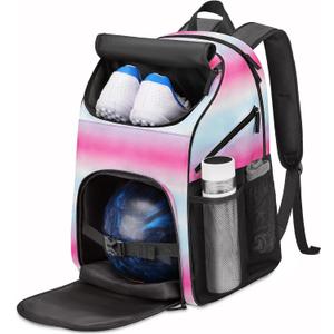 Bosynoy Bowling Ball Bag for Women, Bowling Backpack for Single Ball with Shoe Compartment & Protective Foam Padded, Fits Bowling Shoes, Multi-Pockets for Bowling Accessories, Gifts for Bowling Lovers