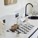 Ohocut Checkered Dish Drying Mat for Kitchen Counter, Coffee Bar Station Accessories, Retro Cute Aesthetic Modern Absorbent Drainer Mat Kitchen Drying Mat Easy Clean, Black 12" x 19"