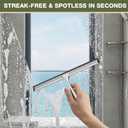FARMER Shower Squeegee for Glass Doors, 10-Inch Glass Squeegee for Windows, Car Glass and Mirrors, Multi-Purpose Stainless Steel Squeegee with Suction Wall Hook and Over Door Hook, Silver
