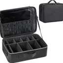 Makeup Travel Case, 16 Inch Makeup Artist Bag with Compartment and Dividers, Portable Cosmetic Bag for Women with Brush Storage Sturdy Dual Zip Closure, Waterproof, Durable, Gift for Her, Black (Extra Large)