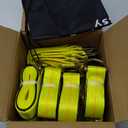 Trekassy 2x 144 Car Tie Down Straps for Trailers Heavy Duty, 10000lbs Break Strength, 4 Pack Steel Ratchet, 4 Adjustable Car Hauler Straps, 4 Axle Straps (Yellow)