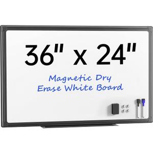 VUSIGN 36" x 24" Magnetic Whiteboard for Wall, Dry Erase Board with Black Frame, Hanging White Board for Office, Home, Classroom, Conference Room Accessories Included