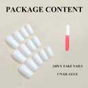 2 x MERVF Square Press on Nails Medium Pure White Squoval Acrylic Glue on Fake Nails with Solid Color Design 24pcs Glossy