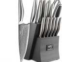 NANFANG BROTHERS 16 Pieces Damascus Kitchen Knife Set, High Carbon Damascus Steel Chef Knife Set, Stainless Steel Ergonomic Handle for Chef, with Built-in Sharpening Rod