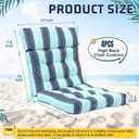 Barydat 4 Pcs Tufted High Back Chair Cushion Indoor Outdoor Seat and Back Cushions Palm Leaves Tropical Plants Lawn Rocking Chair Pads with Ties for Adirondack Patio Garden(Light Blue Stripes), 43.4 x 21 x 3.3 inches