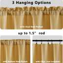 Gwine Gold Short Curtains 2 Panels Set, Light Filtering Faux Linen Textured Small Kitchen Curtains Over Sink, Rod Pocket Tier Curtain for Bathroom Basement RV Camper, Each 30" Wx24 L, 2PCS