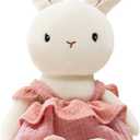 Bunny Stuffed Animal Organic Cotton Baby Plush Toys, 7" Organic Cotton Plush Bunny Toy with Dress, Cute Soft Stuffed Rabbit Doll for Babies and Toddlers