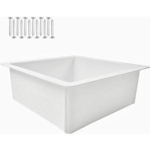 2012 RV Vent Fan Ceiling Garnish Trim Ring 14"x14" with Deep 5.6" Vertical Leg Decorative Interior Trim for Camper Trailer Motorhome Roof Vents, Dark Wood Grain (White)