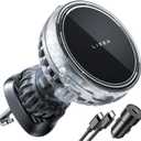 LISEN for 15w Fan MagSafe Car Mount Charger - [Fastest Cooling Charger] Magnetic Phone Wireless Charging Mount for iPhone 16/15/14/13/12 Pro Max/Plus/Mini - Ice Cooler Magnetic Phone Holder, Silver (Sliver)