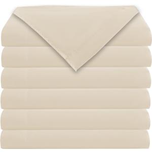 Bulk Twin Flat Sheets Only, 6 Pack Quick Sort Top Bed Sheet, Color-Coded Label Threads, Wrinkle-Free Shrinkage Durable Microfiber Hotel Motel Airb&bs Essentials for Hosts (66"x96",Beige)