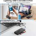 3 x Memory Stick Pro Duo Adapter for iPhone/USB C/PC - 7 in 1 2X SD/ 2X TF/CF/MS/XD Picture Card Reader, Multi Memory Card Reader USB C Lightning OTG Adapter Memory Stick pro Duo Reader for iPhone