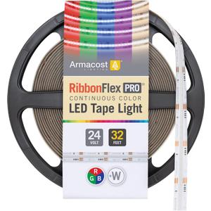 Armacost Lighting RibbonFlex Pro 24V COB LED Strip Light Tape RGB+W, 300 Lumens/Ft, 10M 177730 (32.8 ft, Multi-Color + White)