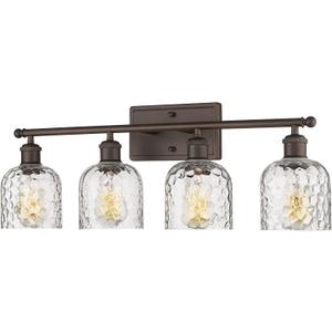 zeyu 4 Light Fixtures for Bathroom Above Mirror, Vintage Vanity Lighting Fixtures, Oil Rubbed Bronze Finish with Clear Hammered Glass, ZJF63B-4W ORB