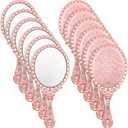 Qunclay 12 Pcs Vintage Handheld Mirror with Handle, 9.8" L x 4.5" W Rose Gold Embossed Portable Small Mirrors Bulk for Princess Party Favors, Birthday Gifts, Classroom Rewards & Daily Travel Use