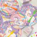 birthday Party Supplies Kit for 24 Guests - for Unicorn Birthday Decorations, Includes Dinner & Dessert Plates, Napkins, Cups, Banner and Tablecloth for Unicorn 1st Birthday Party Decorations