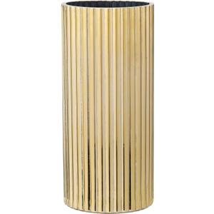 Gold Vase, Ribbed Glass Vase for Flowers, Modern Flower Vases for Tulips, Tall Fluted Vases for Living Room, Dining Table, Office, Wedding, Bookshelf, 10 Inches