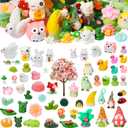 60 Pcs Spring Mini Resin Figurines Tiny Resin Ducks Figures Miniature Animal Statue Fairy Garden Decor for Landscape Pots Dollhouse DIY Cake Birthday Party Favor (Multicolor)