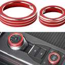 LECART Car Interior Accessories Fit for Ford Explorer 2024 2023 2022 2021 2020 PRND Shift Knob & Drive Mode Knob Covers Auto Decoration Stylish Metal Decal Decor Trims Red 2Pcs