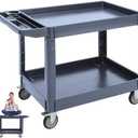 Plastic Service Cart 2 Shelf-550LBS Utility Service Carts with Wheels, Multifunctional Plastic Rolling Work Cart On Wheels,360°Swivel Wheels, Ergonomic Storage Handle