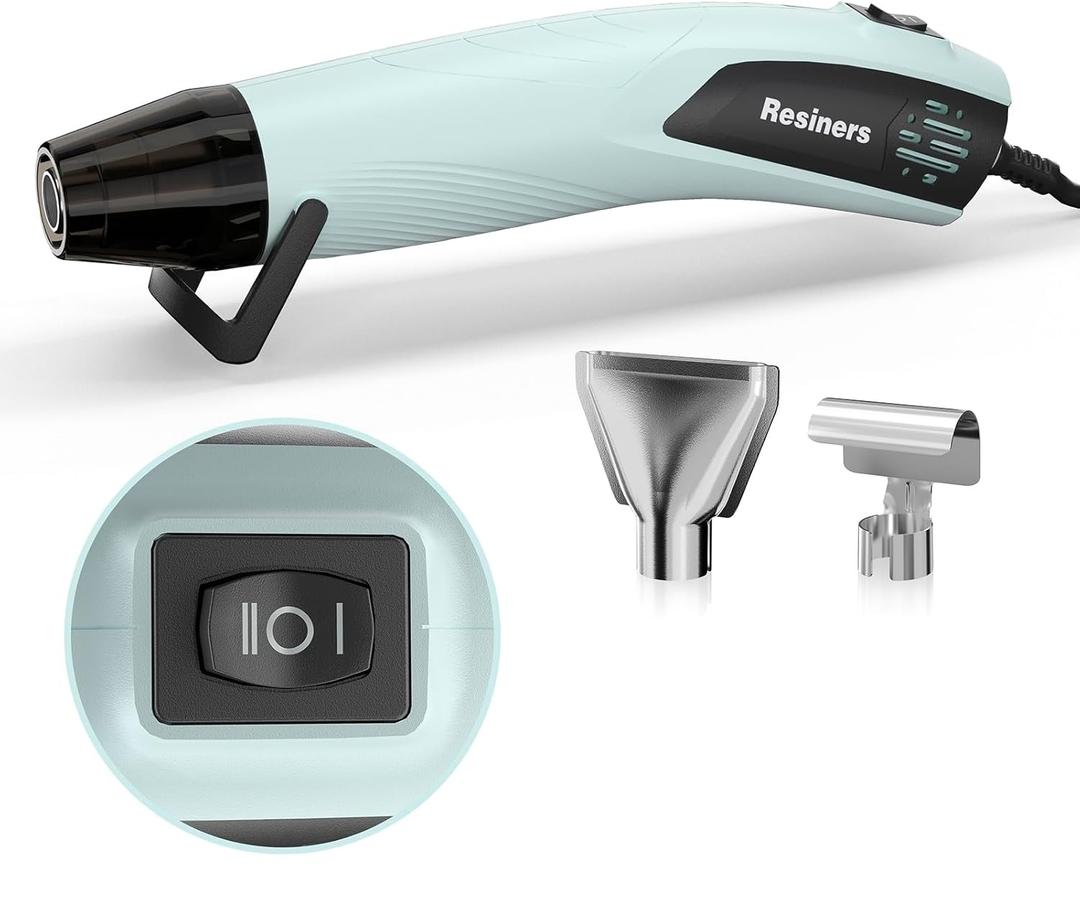 Resiners Heat Gun, Mini Dual Temp Hot Air Gun Crafts Tool with 3 Nozzles, 350W 662 (350) Heat for Epoxy Resin, Bubble Remove, DIY Glitter Tumblers, Vinyl Shrinking Wrap, Embossing, Candle Making
