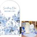 Something Blue Before I Do Bridal Shower Wedding Party Arched Stand Cover Chiara Background,Dust Blue Elastic Spandex Fabric,Durable Washable (G4372,4x7.2ft (W*H))