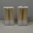 FOCUSLINE 100 Pack 12 oz Gold Rimmed Plastic Cups, 12 Ounce Clear Plastic Tumblers, Heavy-duty & Fancy Disposable Hard Cups with Gold Rim for Wedding