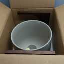 LE TAUCI 12 Inch Plant Pot with Acacia Wood Stand, Ceramic Large Planters for Indoor Plants, Indoor Pots for Plants Office Living Room, Cylinder Planter with Drainage Hole and Plug, Neutral Gray