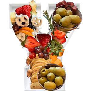 Plastic Fillable Letter Charcuterie Box, 10in Reusable Alphabet Shaped Tray for Birthday Anniversaries, Party Decorative Serving Plates Display Candy (Letter Y)