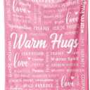 Afterprints Warm Hugs Healing Blanket - Breast Cancer Gifts for Women, Get Well Soon, Cancer Care, Feel Better, Think of You, Sympathy Gift for Friend Sister, Soft Comfort Throw Blankets 50" x 60" (Pink)