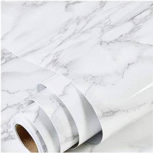 practicalWs Marble Wallpaper Granite White and Gray Wall Paper Roll 35.4" x 118" Kitchen Countertops Cabinet Furniture is Renovated Thick Vinyl Easy to Remove Without Leaving Glue Upgrade (Gray/White)