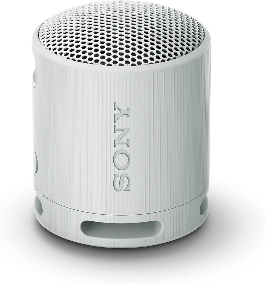 Sony SRS-XB100 Wireless Bluetooth Portable Lightweight Super-Compact Travel Speaker, Durable IP67 Waterproof & Dustproof Shower Speaker, 16 Hr Battery, Versatile Strap, Hands-free Calling, Light Gray