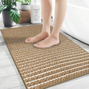 Small Bathroom Rugs,18"x30" Non Slip Brown Braided Bath Mat for Bathroom Floor,Washable Luxury Bath Rug for Tub Soft Boho Absorbent Shower Mat