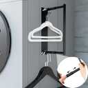 Menkxi Magnetic Hanger Organizer, Retractable Space Saving Holder, Hanger Storage Rack for Laundry Room, Washing Machine Closet(Black)