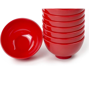EWEIGEER 4.5-inch Unbreakable Small Melamine Bowls for Cereal Rice Soup Dessert Snack Ice-Cream Pudding Mini Round Plastic Bowl.(7 PCS) Red