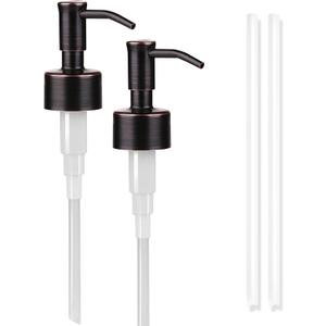 Amoliar Mason Jar Liquid Soap Dispenser Pump, Stainless Steel Replacement Pump for Dish Soap, Lotion, Hand Soap, Cute Farmhouse Decor, Refill Soap Pump, ORB 2 Pack, Extra 1 Set Label, 2 Long Tubes