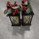 Christmas Lanterns Decorative Indoor, 2 Pack Christmas Lantern Outdoor, 12.5 Inch Decorative Candle Lanterns Flameless Light with Greenery and Bowknot for Table Centerpieces,Home, Porch Decor