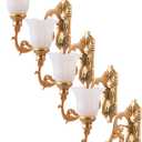 4pcs Dollhouse Wall Light LED Decor LED Lanterns Miniature Dollhouse Miniature Lighting Wall Lamp Sconce Light Scene Lamp Micro Landscaping Decor (2.5X2.3CM, Gold)