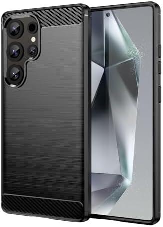 GTBDEKI Case for Galaxy S25 Ultra Case, Samsung S25 Ultra Case, Carbon Fiber Shockproof Slim Silicone Rugged Soft TPU Back Phone Cover for Samsung Galaxy S25 Ultra Black