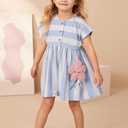 Youlebao Little Girls Short Sleeve Dresses Cotton Casual Clothing (US, Age, 7 Years, 5#Pink)