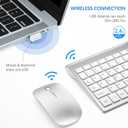 TopMate Wireless Keyboard and Mouse Ultra Slim Combo, 2.4G Silent Compact USB 2400DPI Mouse and Scissor Switch Keyboard Set with Cover, Batteries Included, for PC/Laptop/Windows/Mac - Silver White