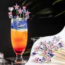 2 x 100 PCS Bamboo Cocktail Picks, Autumn Decorative Toothpicks Skewers for Appetizers, Fruits and Drink Garnish, Thanksgiving Day Party Decorations (USA-Style)