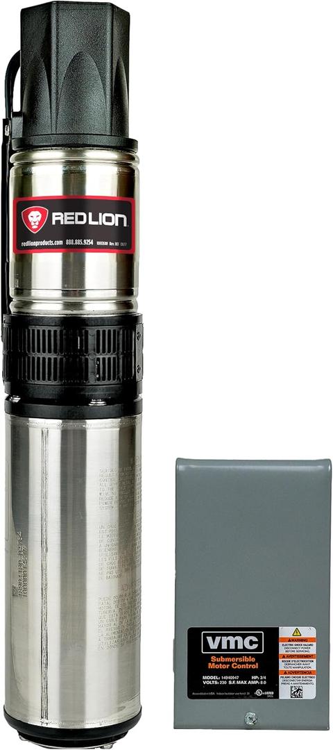 Red Lion RL12G05-3W2V 4-inch Submersible Deep Well Pump with Control Box 1/2 HP, 12 GPM, 3-Wire, 230 Volt, Steel, 14942405
